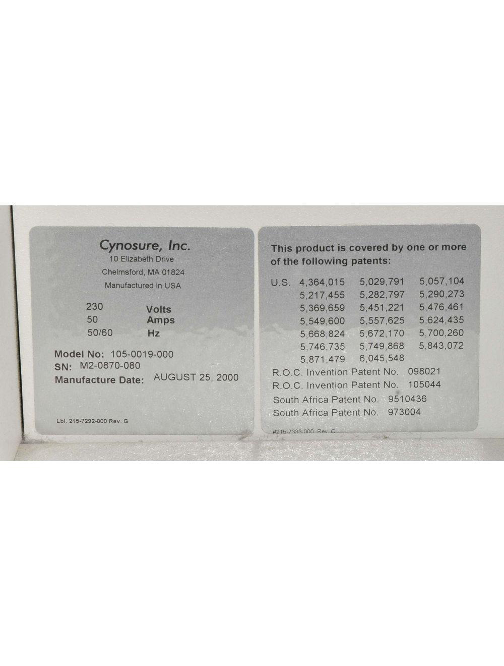 Cynosure Apogee 9300 Alexandrite 755 Hair Removal Laser w/ 5 Fiber Tips 3-12.5mm Cynosure