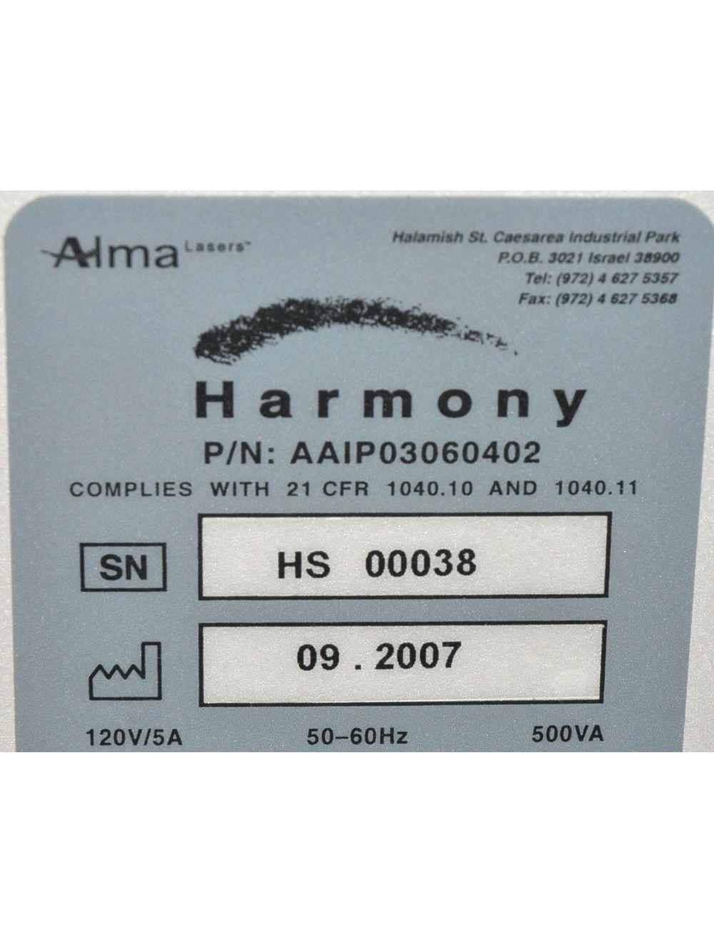 2007 Alma HARMONY XL Laser w PIXEL 2940 & YAG Handpieces Skin Resurface Ablative Alma