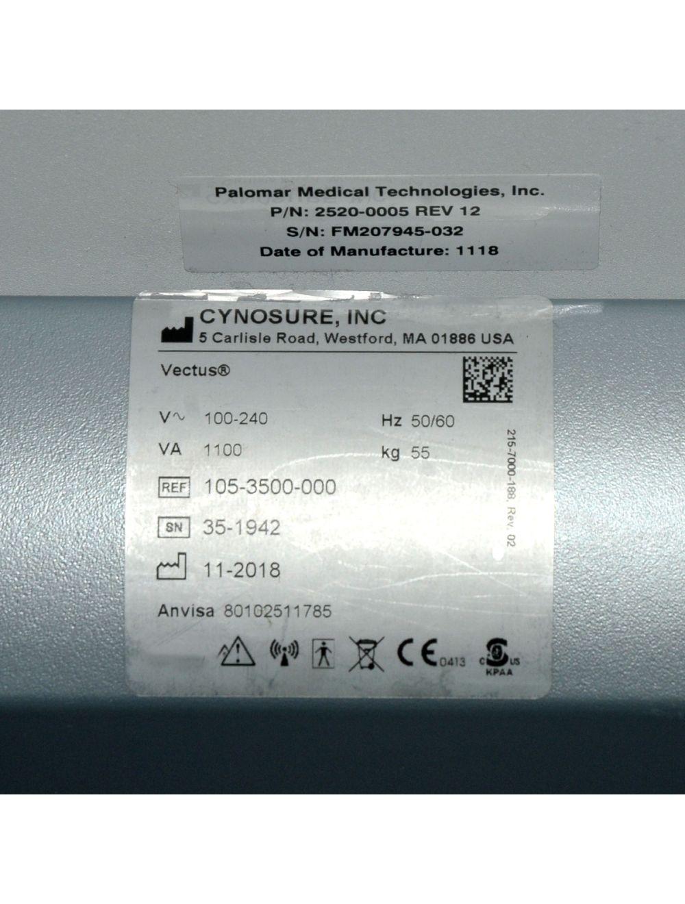 2018 Cynosure Palomar Vectus 810nm Diode Skintel Laser Hair Removal System Palomar
