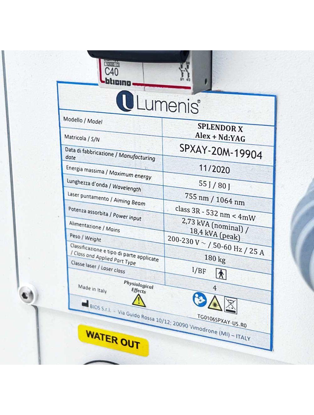 2020 Lumenis Splendor X Alex Nd YAG Laser Hair Removal Alexandrite 755 1064 nm Lumenis