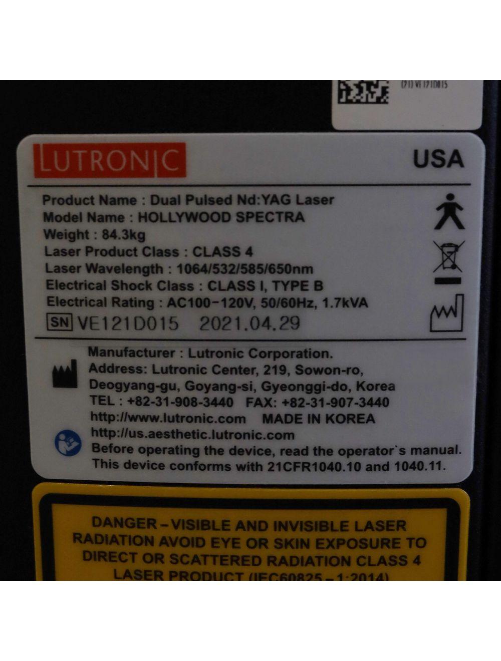2021 Lutronic Hollywood Spectra 532/585/650/1064nm Laser System Lutronic