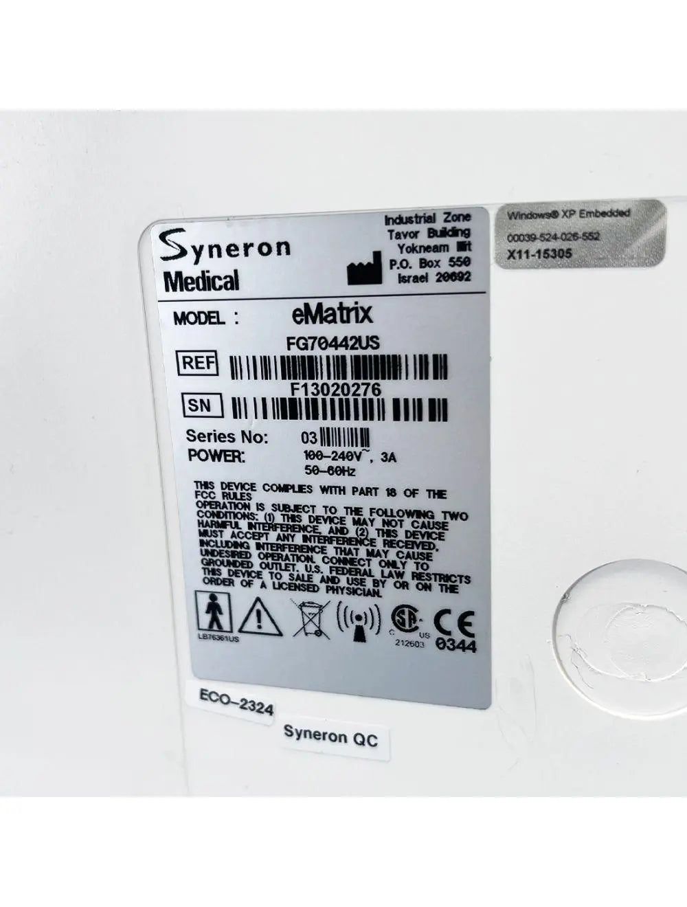 Syneron eMatrix Skin Rejuvenation TableTop System Sublative RF Wrinkles e Matrix Candela