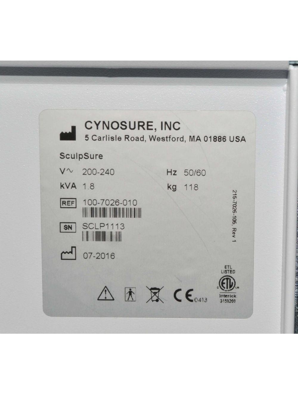 Cynosure 2016 SculpSure 1060nm Diode Laser Lipolysis Fat Reduction Body Contour Palomar