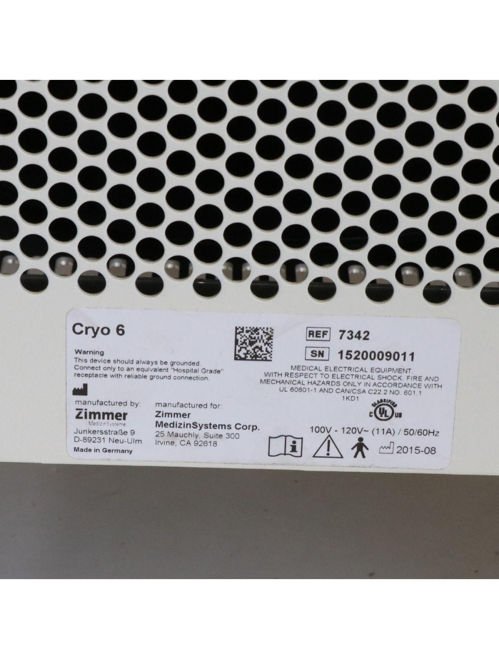 2015 Zimmer Cryo 6 Patient Chiller Epidermal Air Cooling Therapy Laser IPL Sol International Medical