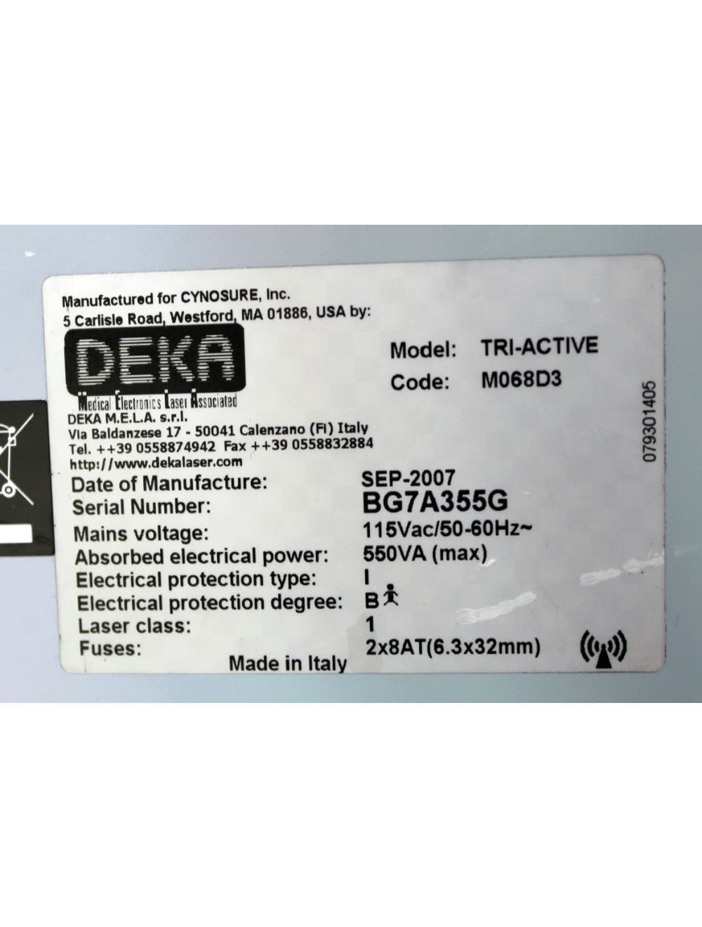 CYNOSURE DEKA Tri Active Diode Laser Body Face Skin Tighten Triactive 2007 Cynosure