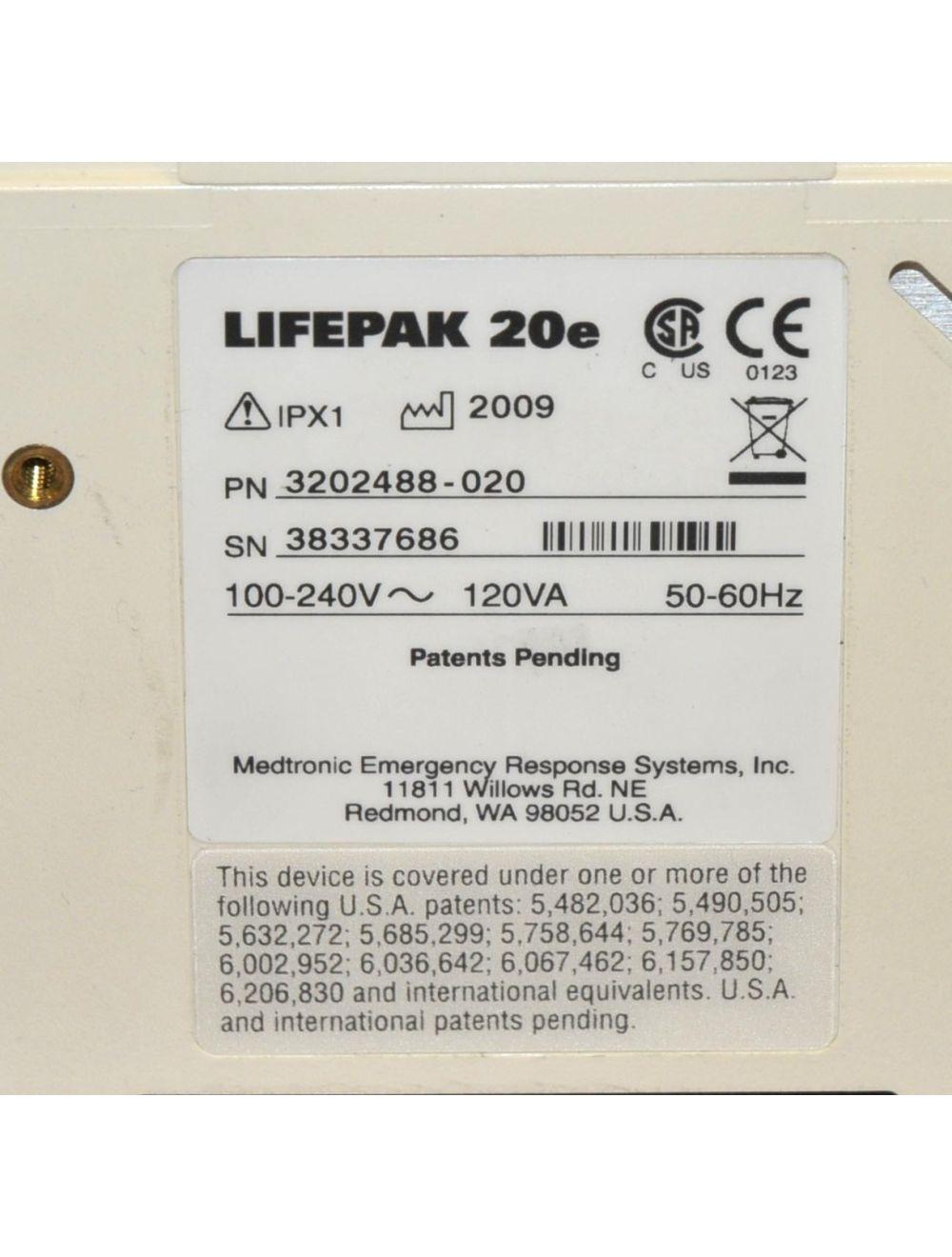Medtronic LIFEPAK 20e Defibrillator Monitor Portable APEX Sternum Paddle Printer Sol International Medical
