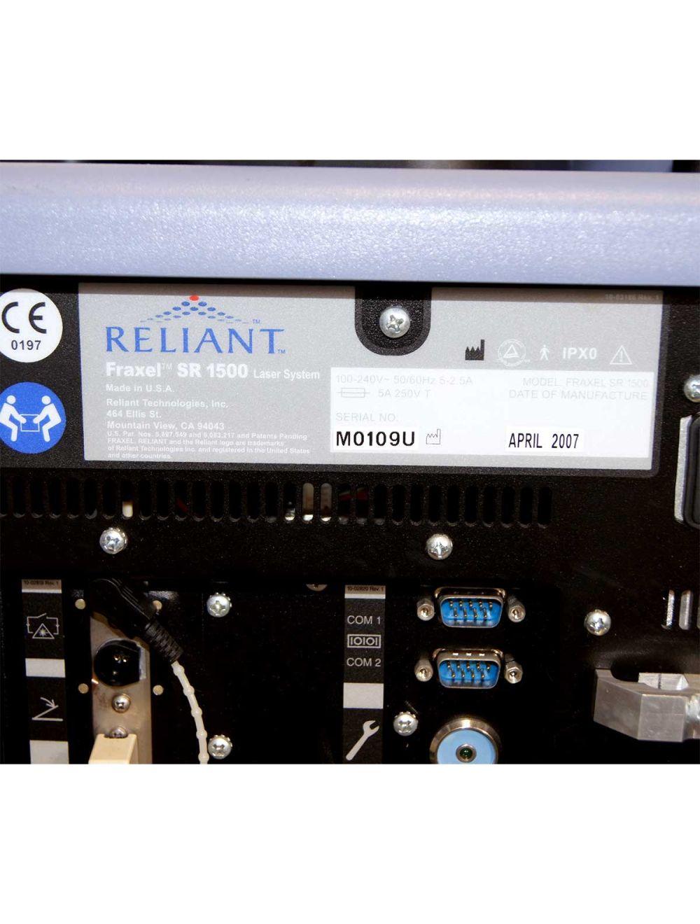 2007 Fraxel SR 1500 Reliant Fractional Laser 1550nm System with Cart Skin Repair Sol International Medical