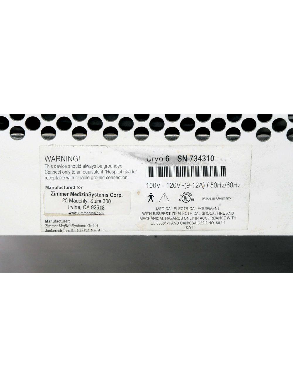 Zimmer Medizin Cryo6 Cooler Chiller Skin Cooling Laser IPL Treatments Cryo 6 Sol International Medical