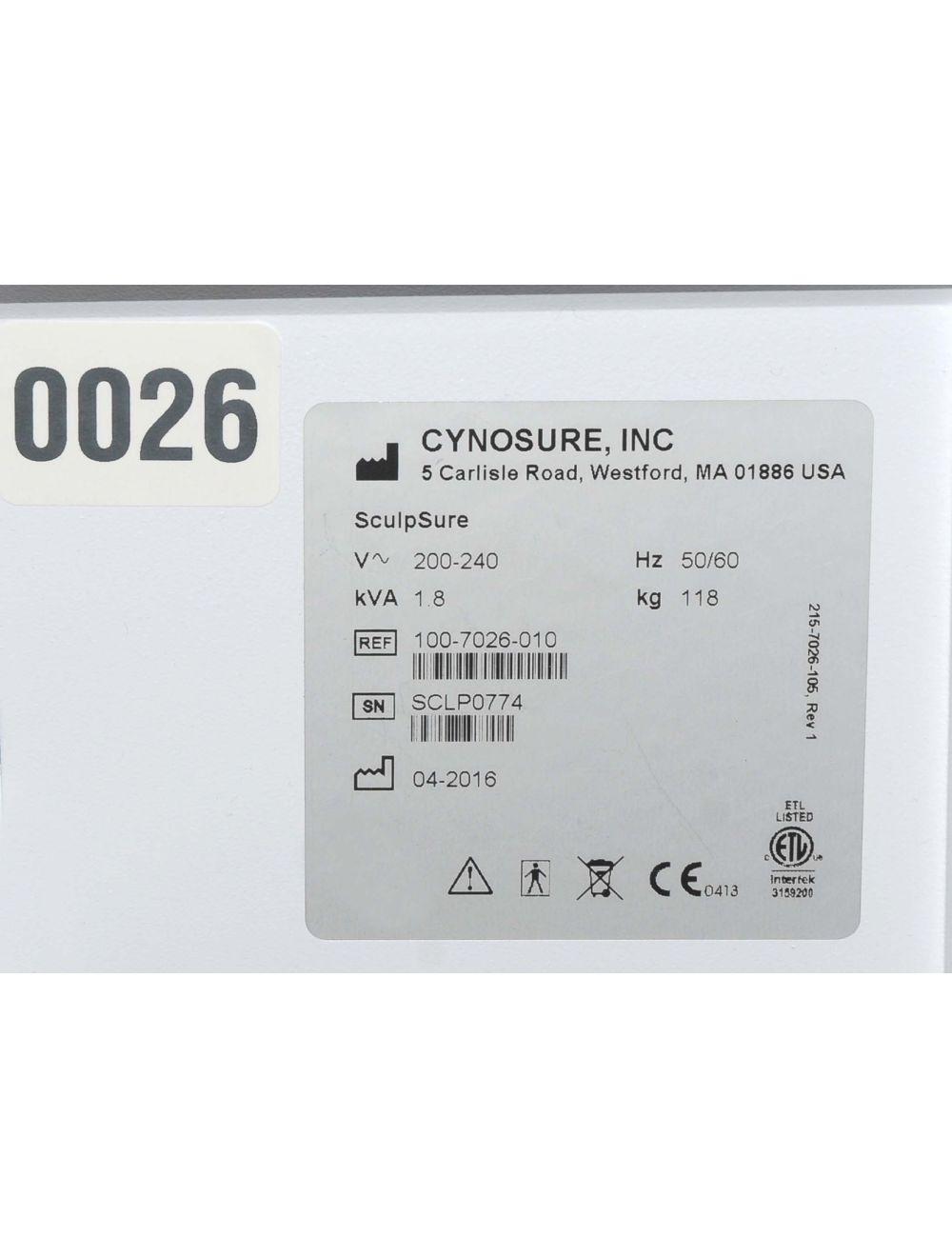 2016 Cynosure SculpSure Diode Laser 1060nm Fat Reduction Body Contour Lipolysis Cynosure