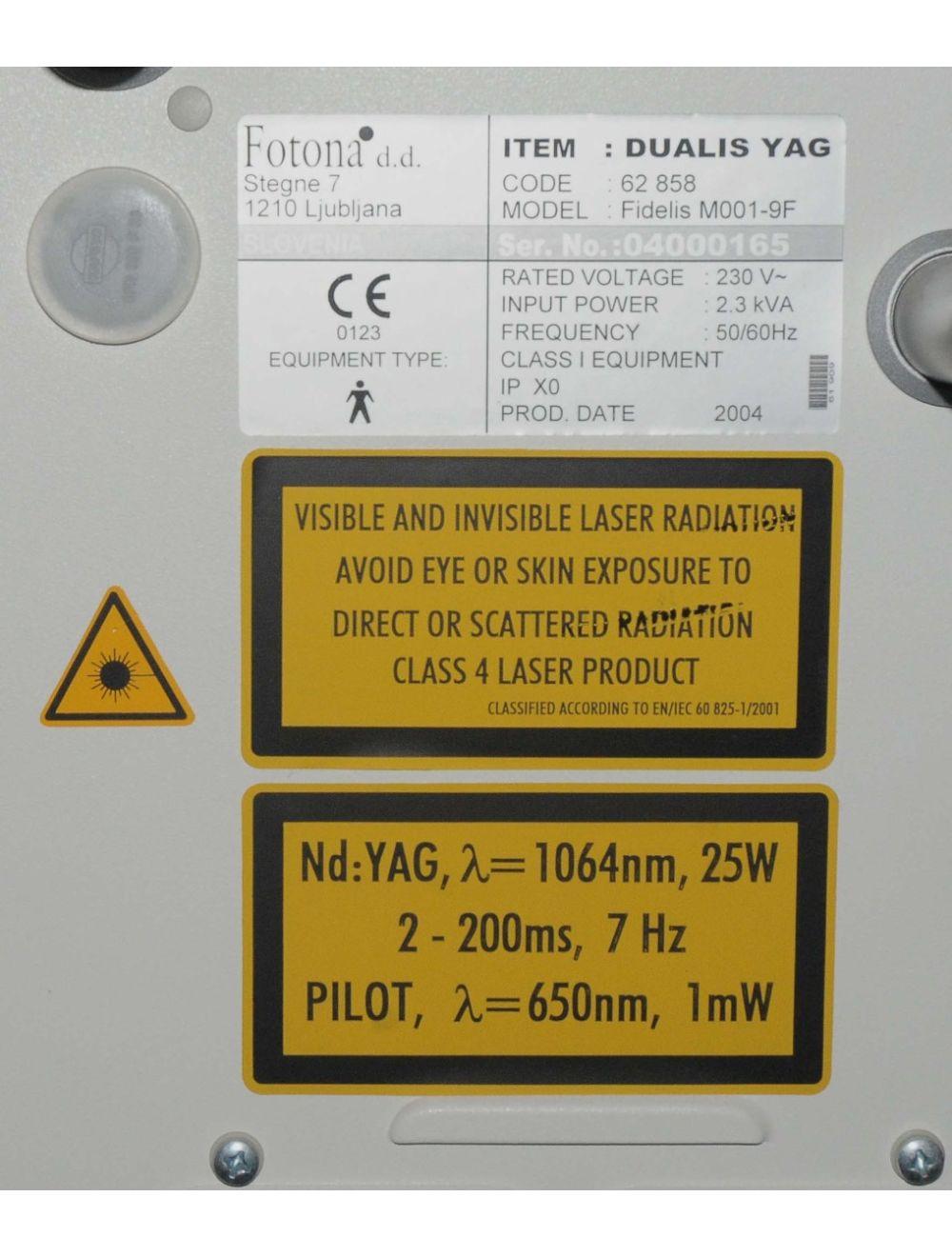 2004 Fotona Dualis Nd:YAG Fidelis M001-9F 1064 nm Laser Acne Scar Hair Removal Fotona