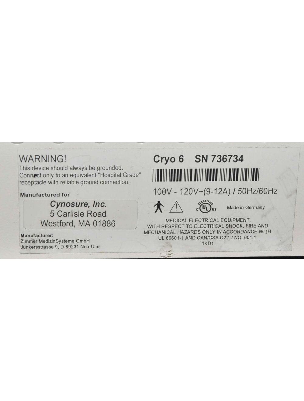 ZIMMER Cryo6 Chiller Skin Cooler IPL Laser Treatment Cryo 6 Medizin Cynosure Cynosure