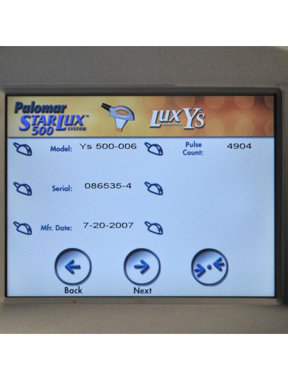 2010 Palomar StarLux 500 IPL Laser Lux Ys LuxDeepIR Hair Removal Skin Tightening Palomar