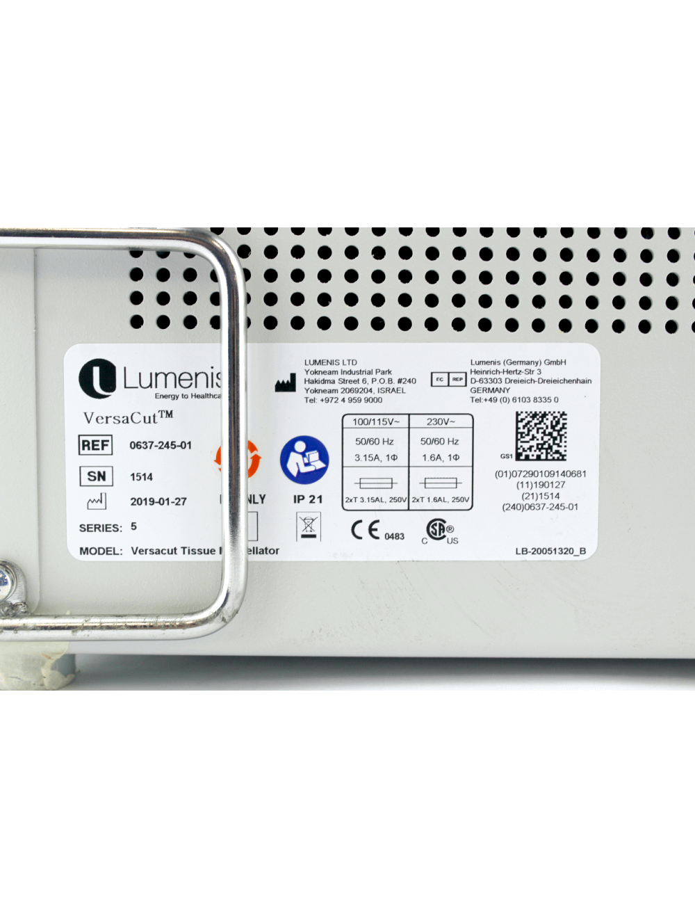 LUMENIS VersaCut Tissue Morcellator Laser Endoscope Integrated Solution System Lumenis