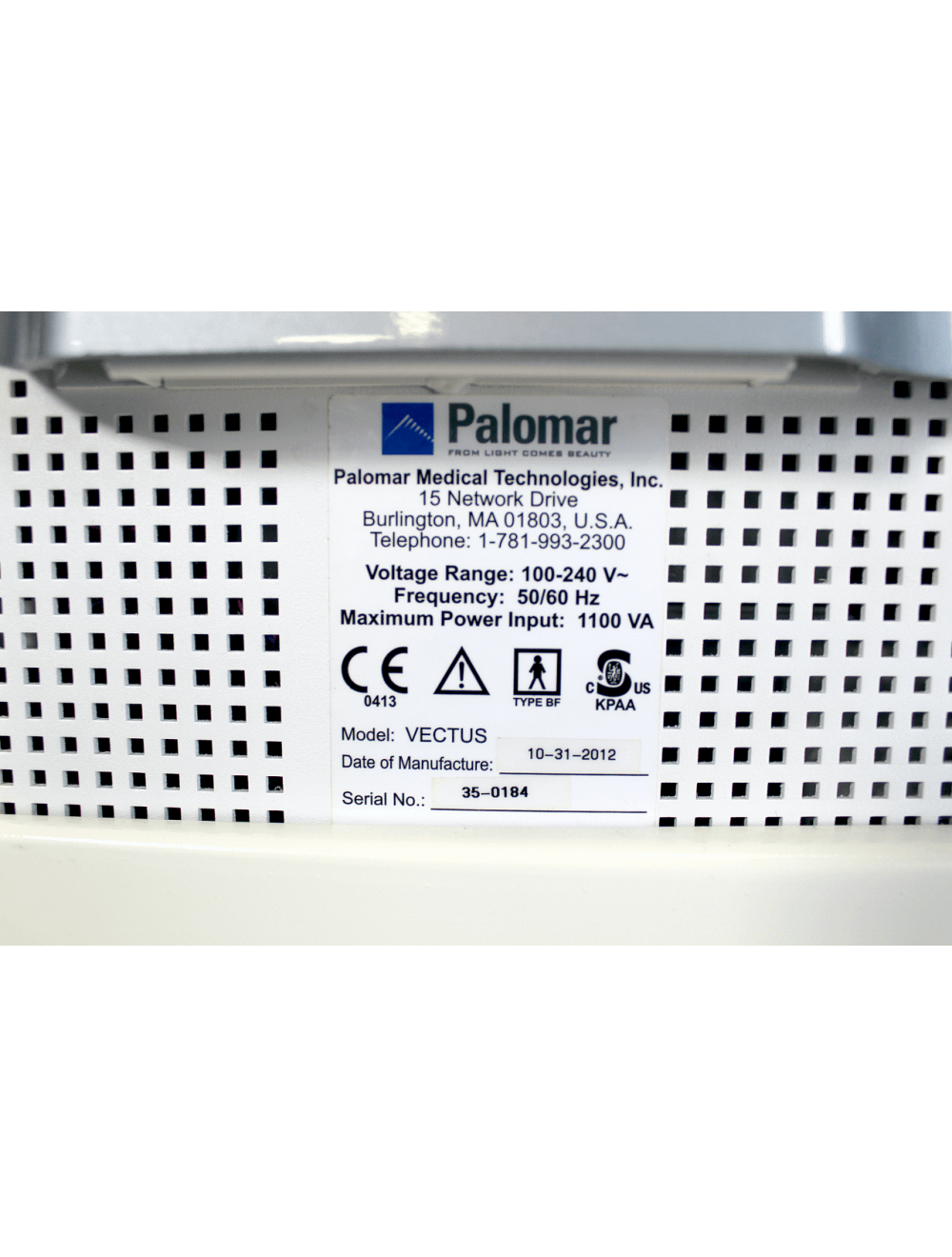 2012 Cynosure Palomar Vectus Laser System Hair Removal 810 Diode - w/Skintel HR Palomar