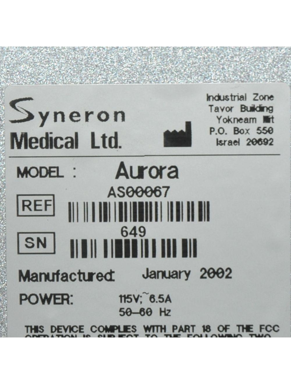 2002 Syneron Aurora ELOS RF IPL Arora Aura DS ST Hair Removal Skin Tightening Candela