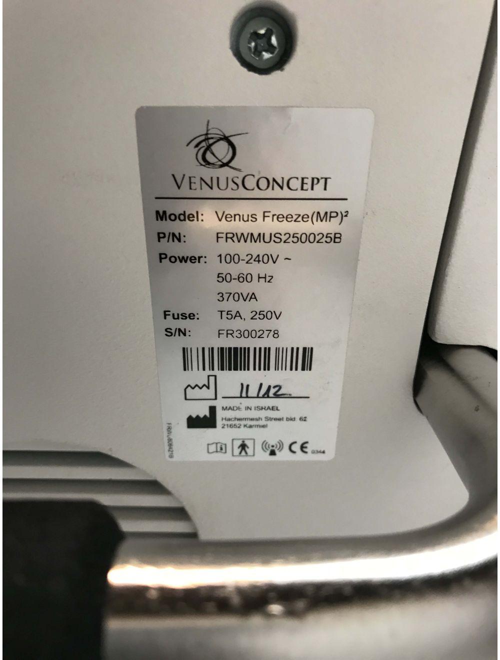 2012 Venus Concept Freeze MP2 Body Contouring RF Frequency Tightening w/2 HP's Venus
