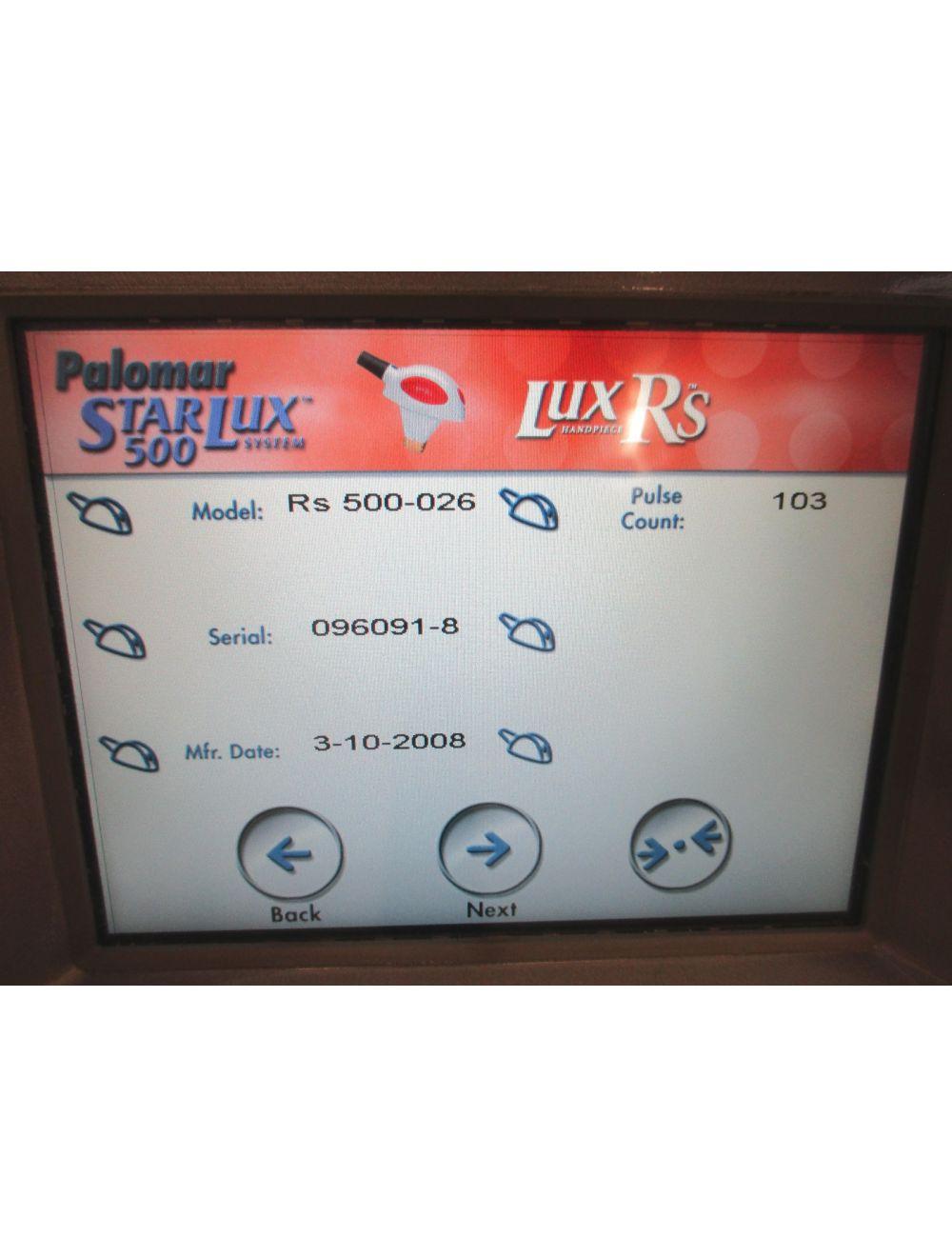 2007 Palomar StarLux 500 Laser LuxY LuxRs LuxG HandPiece Lux G Rs Y Hair Removal Palomar