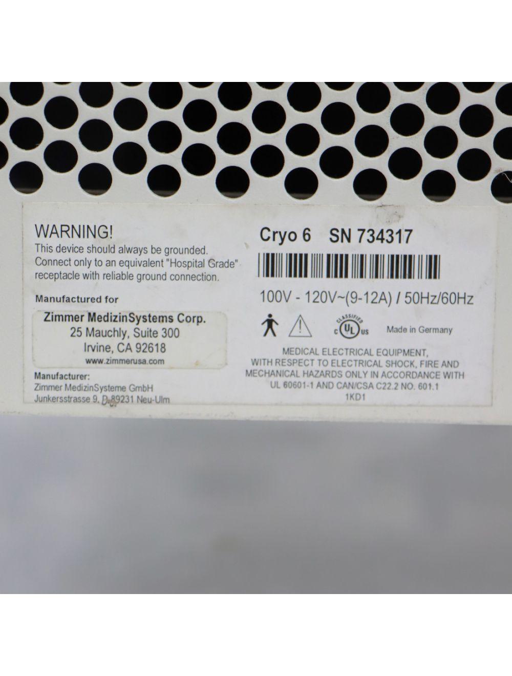 Zimmer Cryo 6 Chiller Cold Air Therapy Spot Cooling Treatment Cryo w/Mast Hose Sol International Medical
