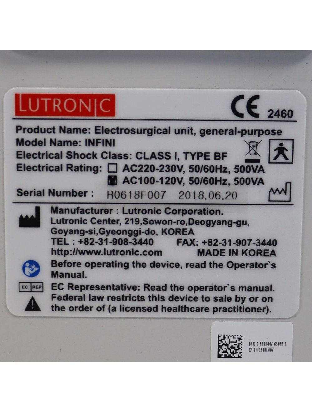 2018 Lutronic INFINI RF Microneedling Electrosurgical System Lutronic
