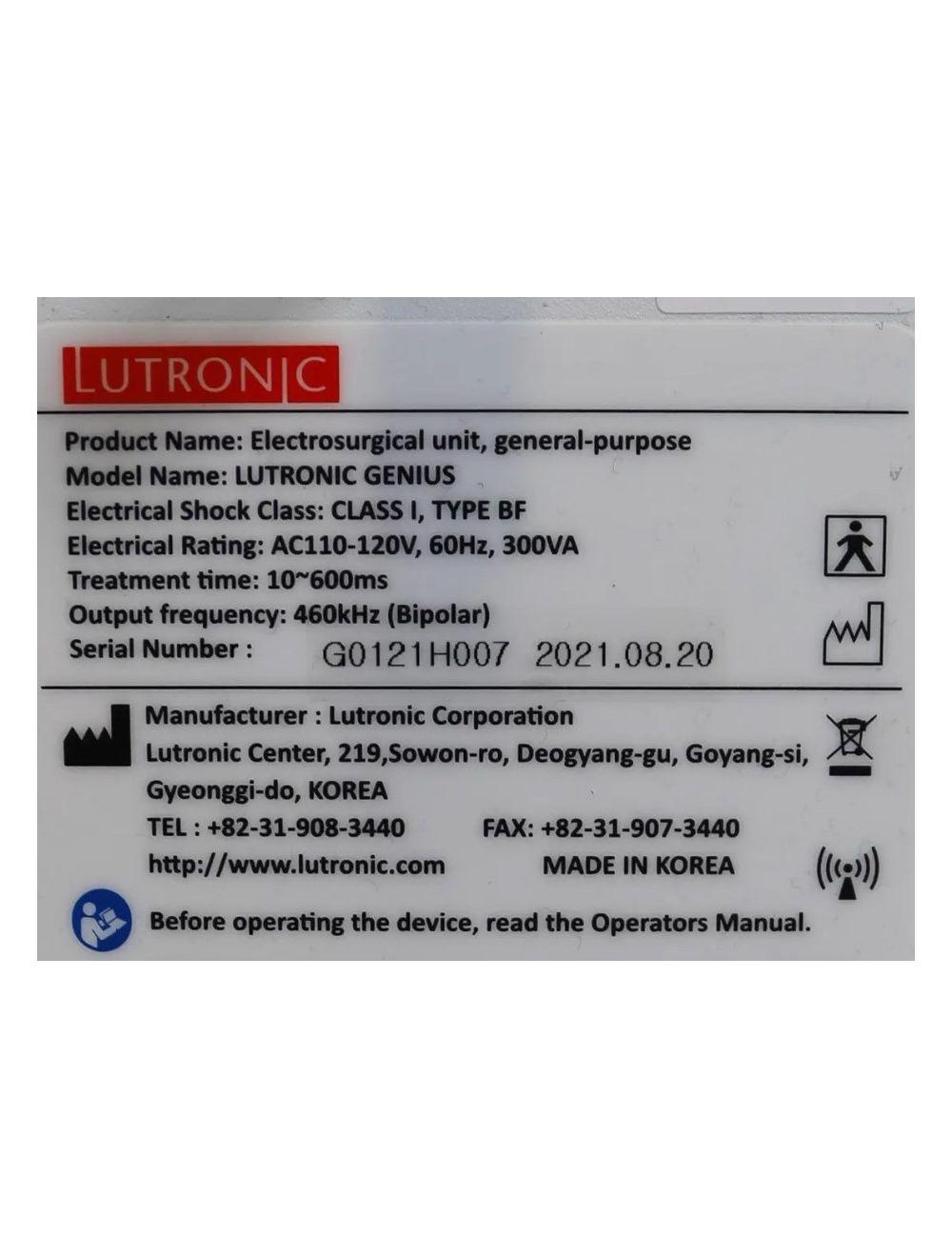 2021 Lutronic Genius Intelligent Focused RF Radio Frequency Microneedling System Lutronic