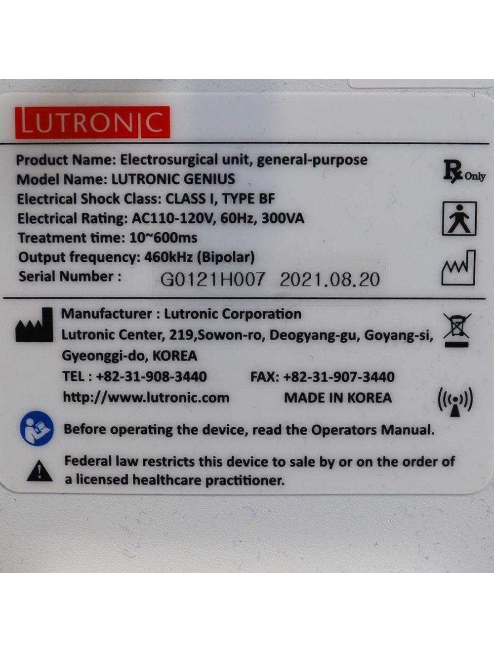 2021 Lutronic Genius Intelligent Focused RF Radio Frequency Microneedling System Lutronic