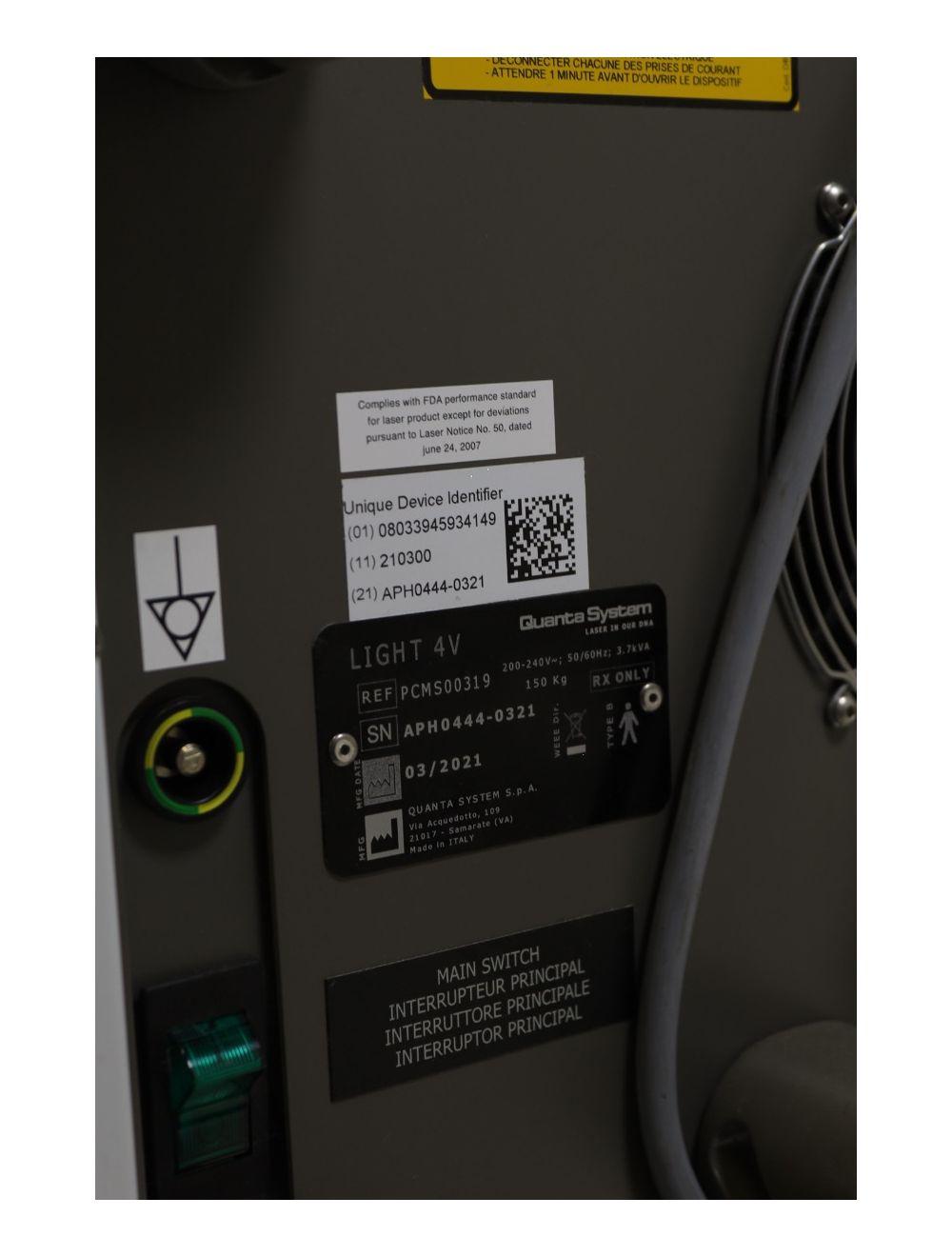 2021 Quanta Light 4V Evo Hair Reduction Vascular Lesions System PCMS00319 Sol International Medical