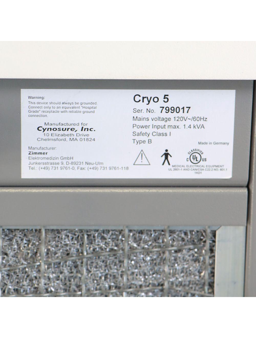 Cynosure SmartCool Chiller Zimmer Cryo5 Cryo 5 Laser Skin Cold Air Skin Cooling Cynosure
