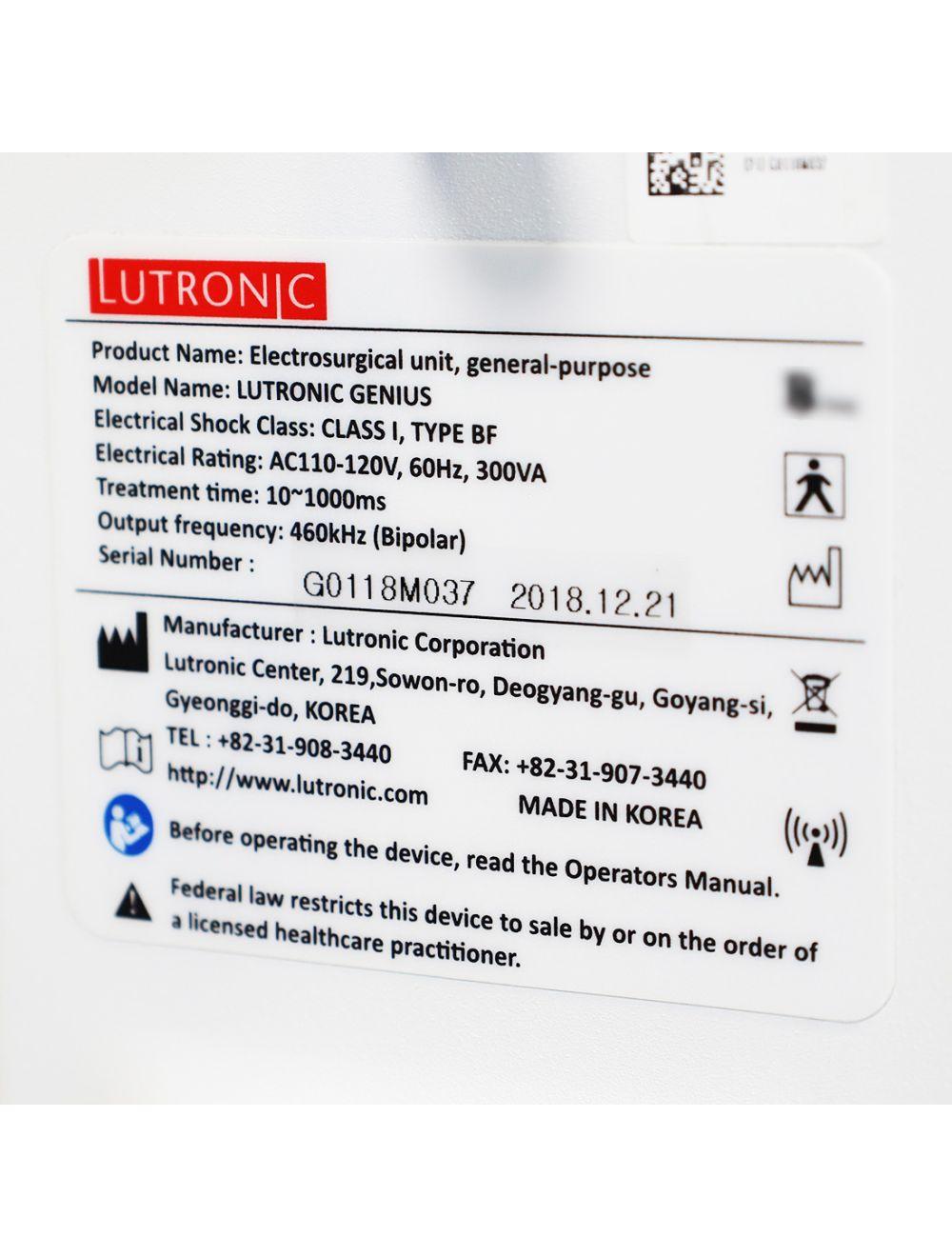 2018 Lutronic Genius Intelligent Focused RF Radio Frequency Microneedling System Lutronic