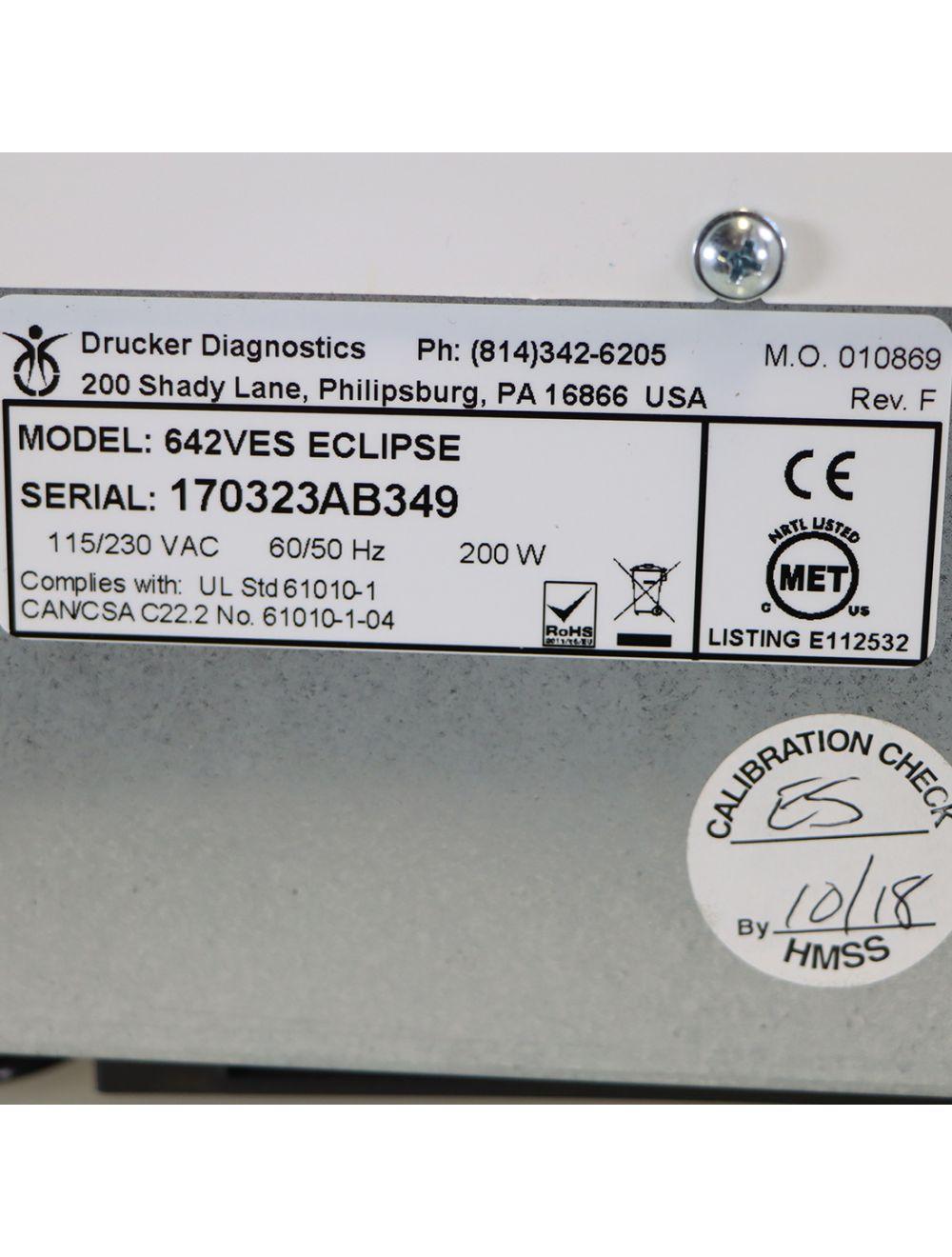2017 Drucker Diagnostics Eclipse 642VES Centrifuge Easy Spin 3500-RPM 6 x 40g Sol International Medical
