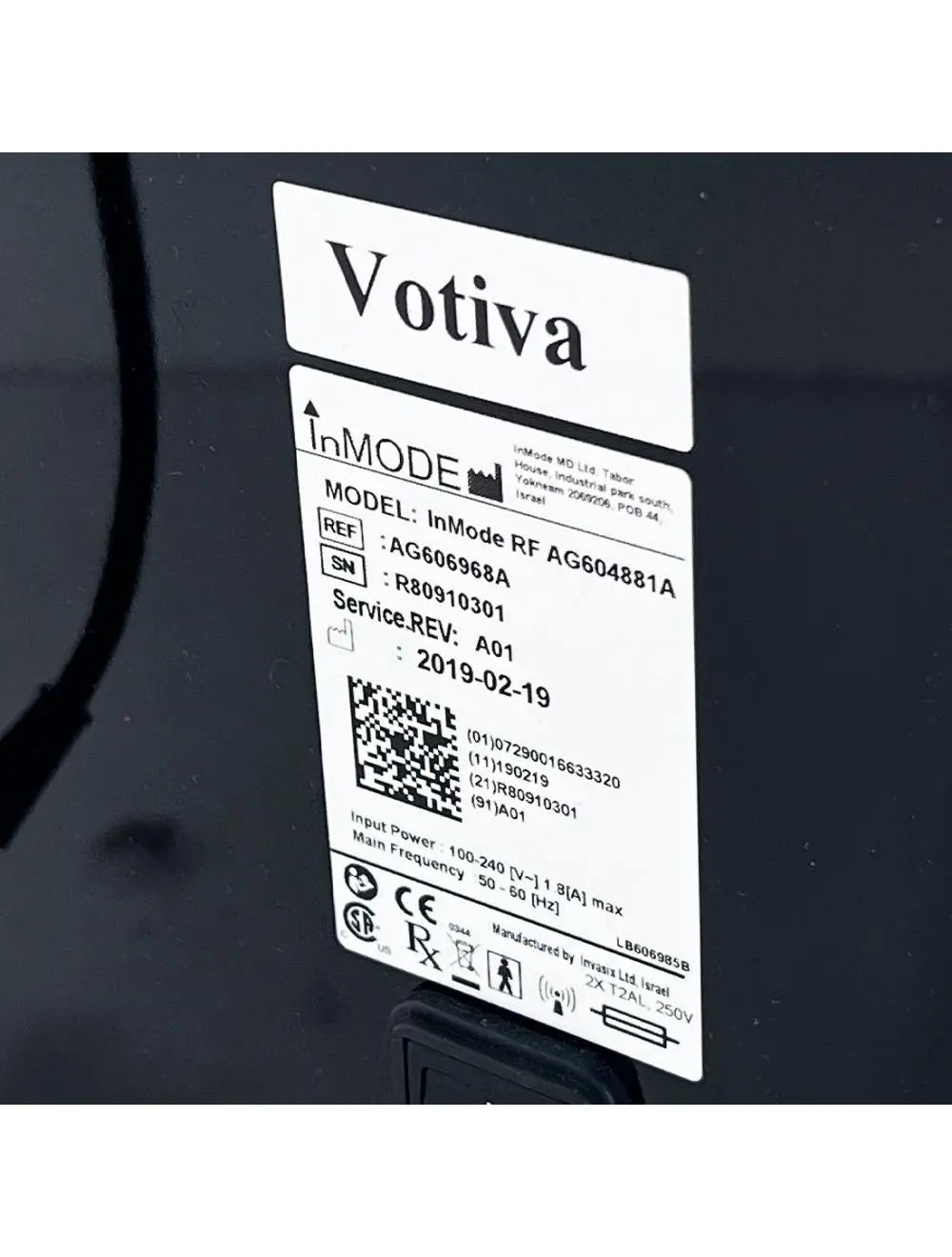 2019 In ModeRF Votiva Enabled for Fractional Avivia Forma V System AG606968 InMode
