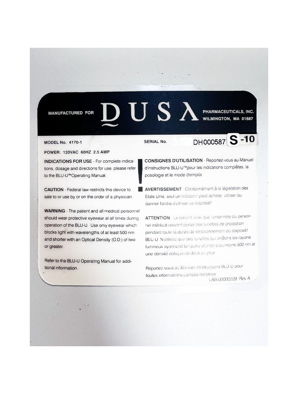 Dusa BLU Blue Light Photo Dynamic Light Therapy PDT Acne Sun Damage System Sol International Medical
