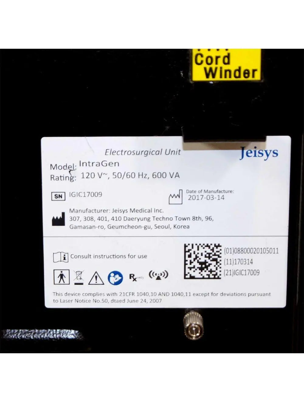 2017 Jeisys IntraGen Electrosurgical Unit Radio Frequency Micro Needle System Sol International Medical