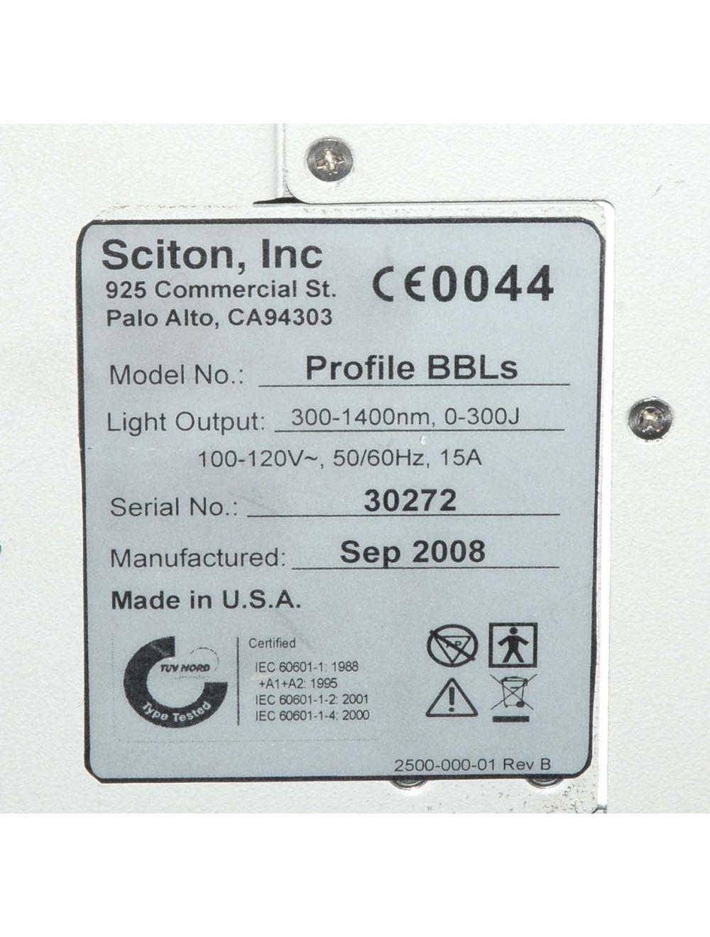 2008 SCITON Profile BBLs IPL Laser 420-695 Acne Lesions Vascular Skin Tightening Sol International Medical