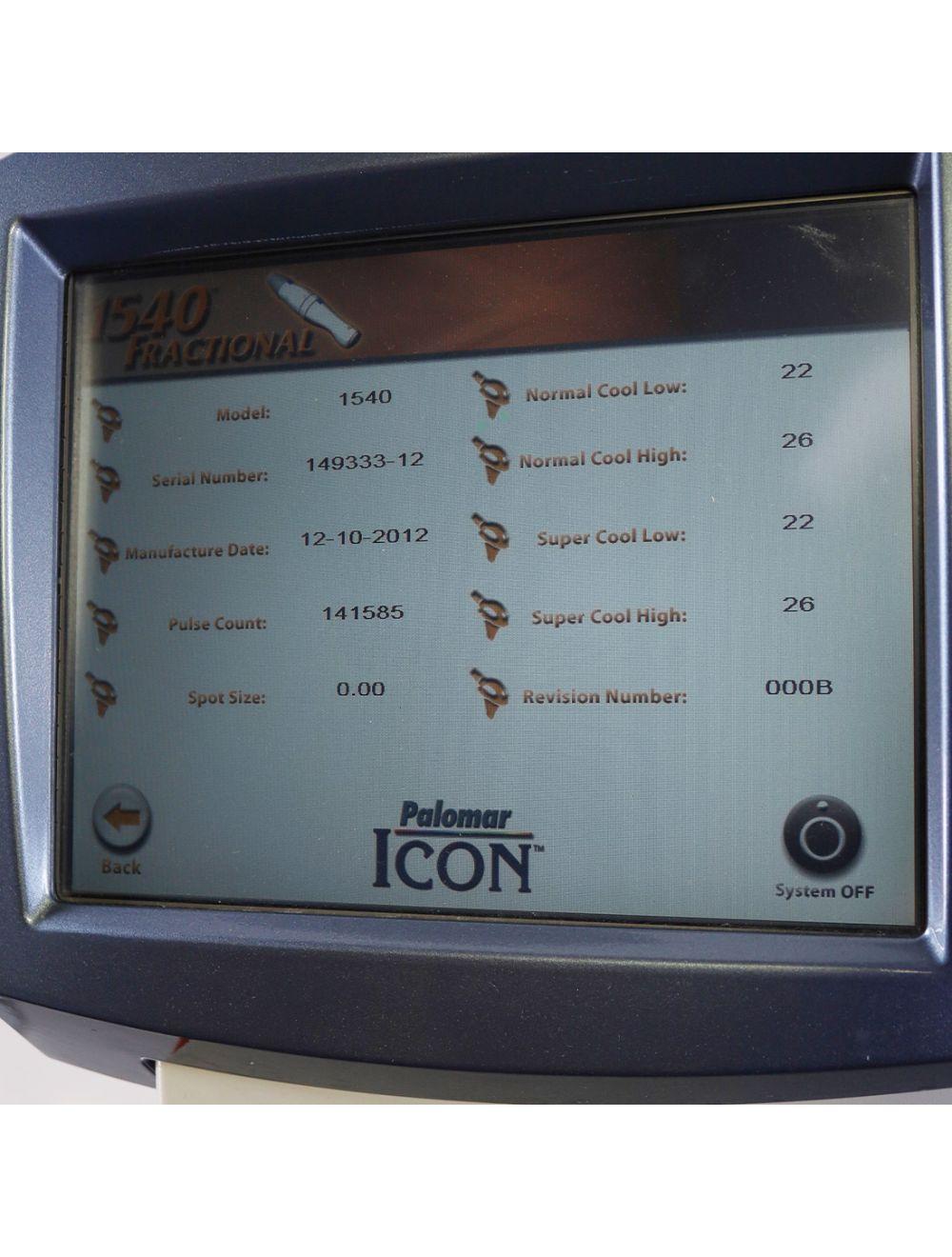 2012 Palomar Icon IPL Laser Fractional 1540 MaxYs Hair Removal Skin Resurfacing Palomar