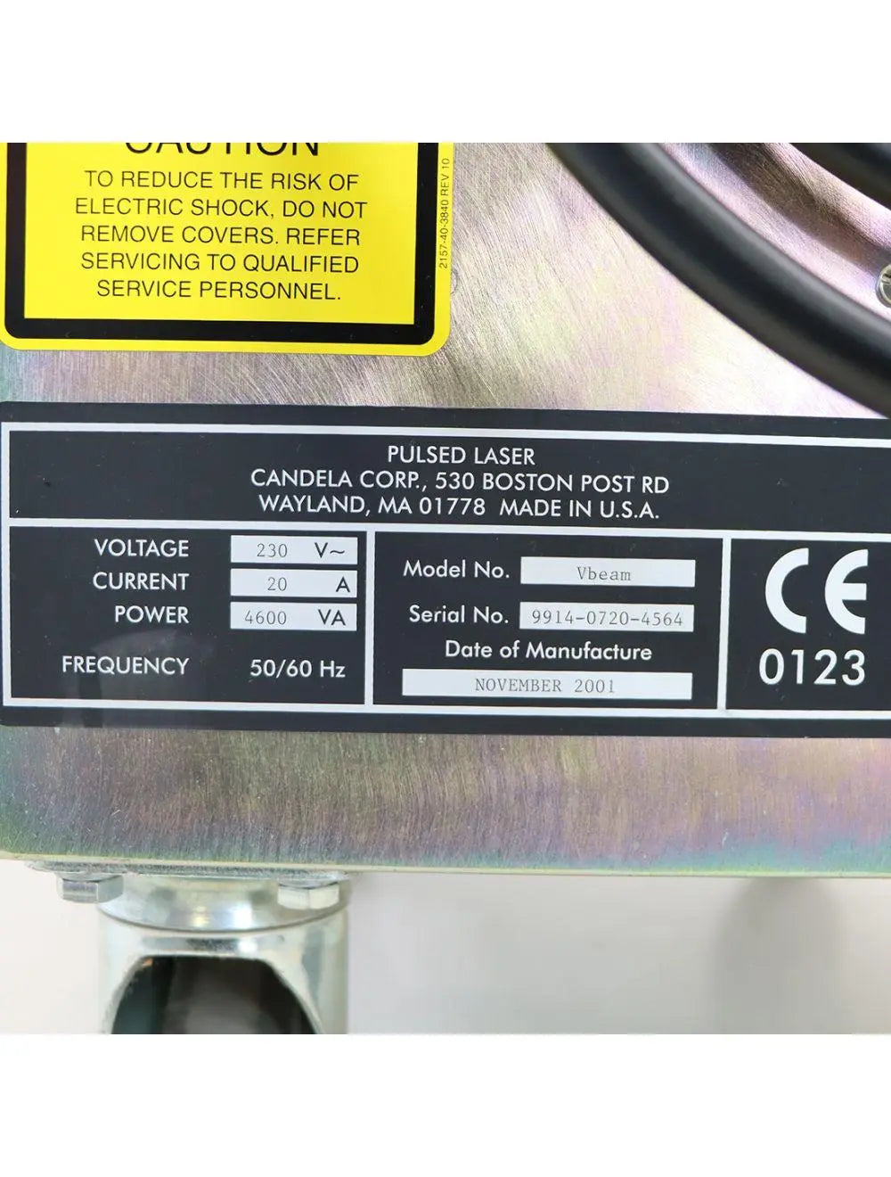 2001 Candela VBeam 595nm Laser Lesions Vascular Wrinkles Veins Pulsed Dye V Beam Candela