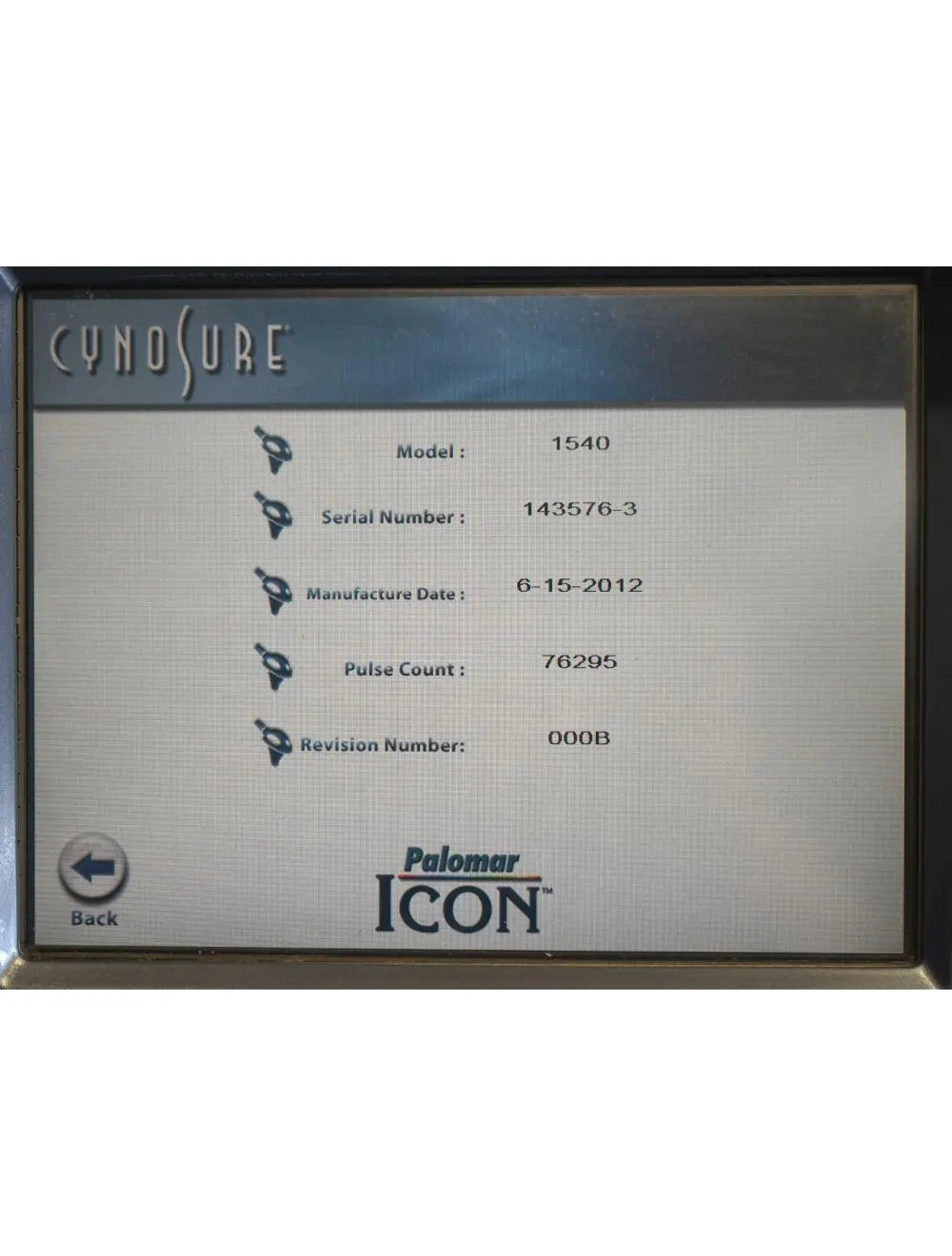 2012 Palomar ICON 1540 Fractional Handpiece Skin Resurfacing Scars Wrinkles Palomar