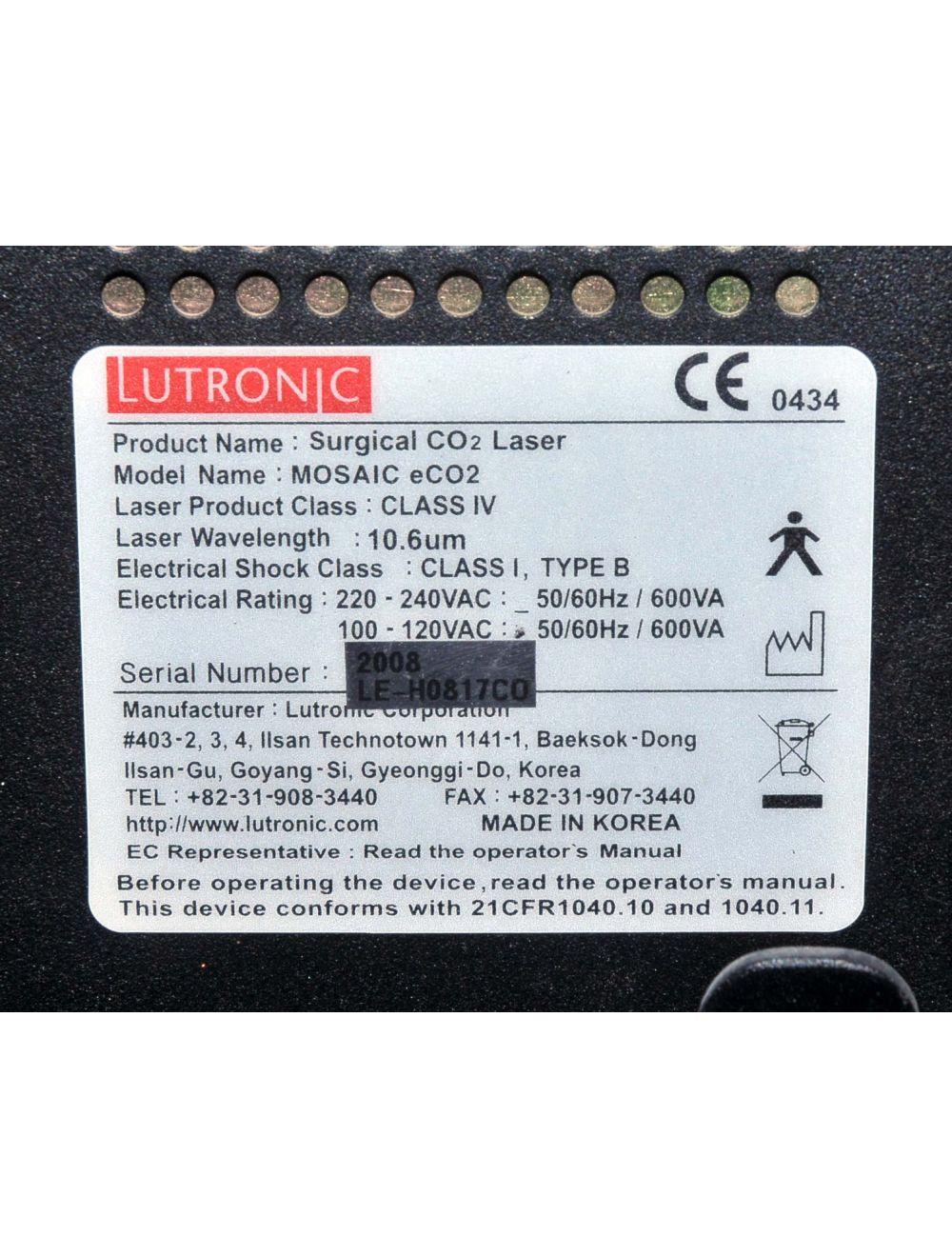 2008 Lutronic Surgical CO2 Laser eC02 Mosaic Skin Fractional Wrinkle Scar Lesion Lutronic