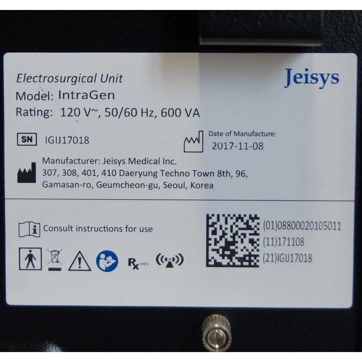 Jeisys IntraGen Electrosurgical Unit Radio Frequency RF Skin Tightening Intergen Sol International Medical