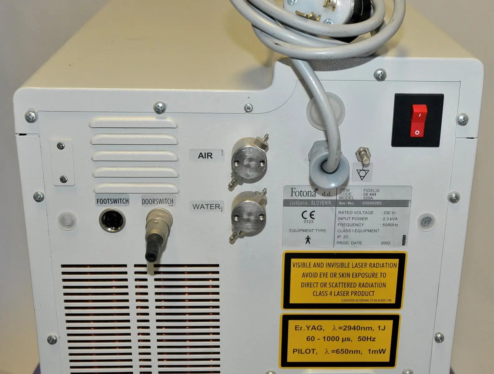 2002 Fotona Fidelis 320A Er:YAG 2940nm Erbium Acne Skin Resurfacing Laser System Fotona