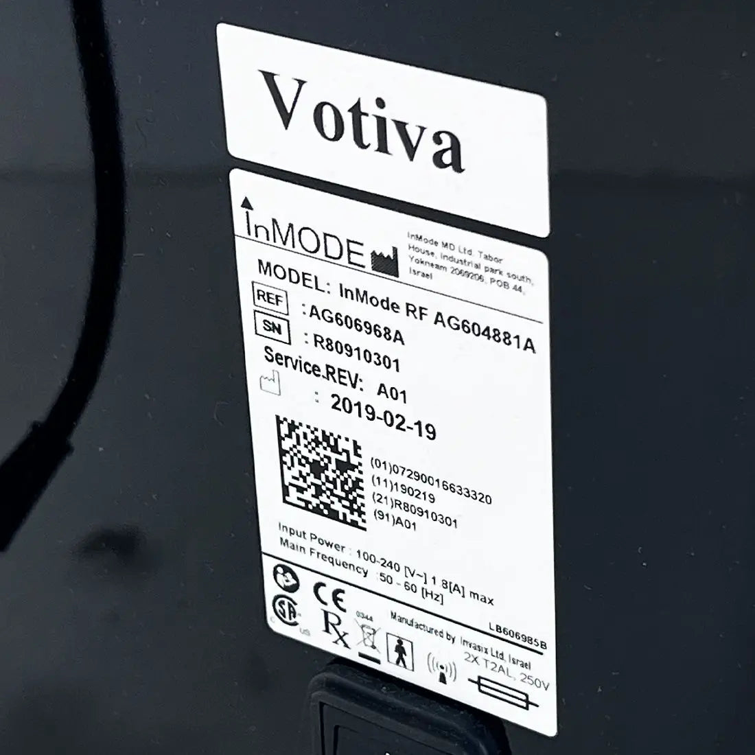 2019 In ModeRF Votiva Enabled for Fractional Avivia Forma V System AG606968 InMode