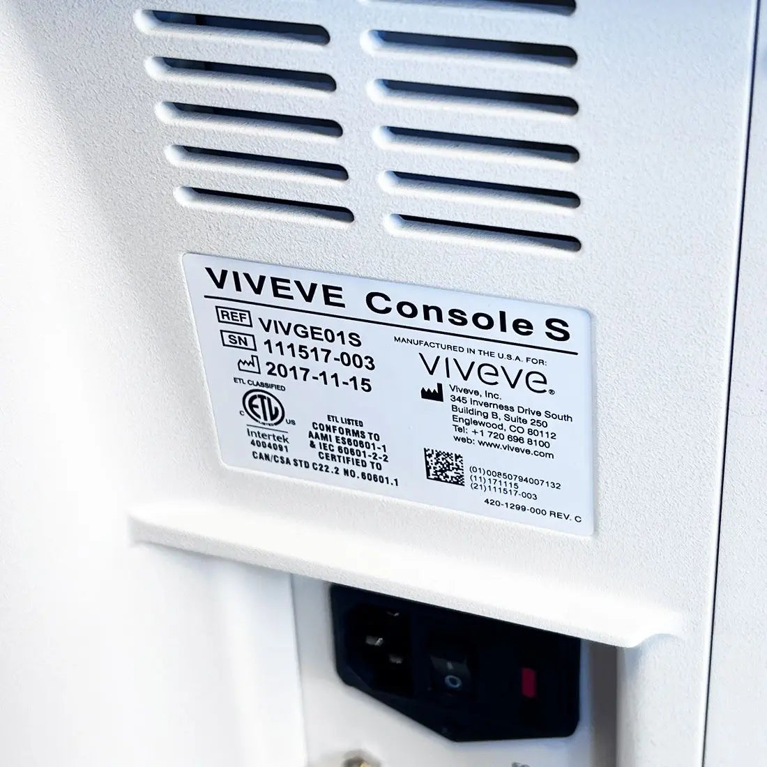 2017 Viveve Console S Feminine Vaginal Rejuvenation RF System VIVGE01S Sol International Medical